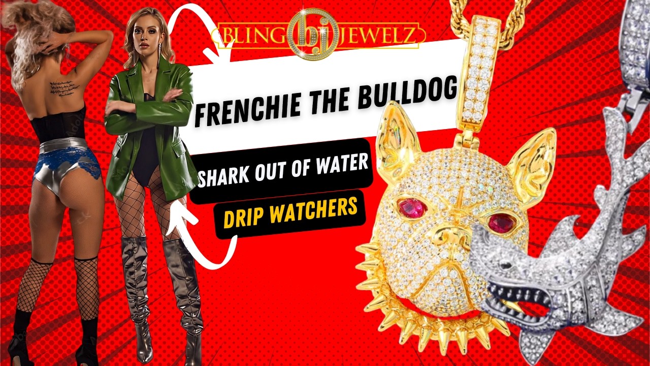 DRIP CHECK! VVS FRENCHIE THE BULLDOG | MOISSANITE SHARK OUT OF WATER PENDANTS | TRAP STAR RAP ICE