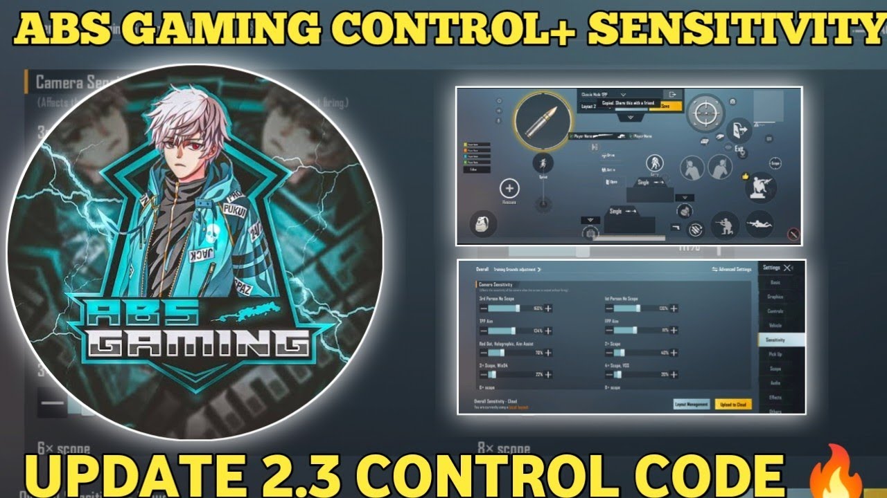 2.3 ABS GAMING CONTROL CODE AND SENSITIVITY CODE BGMI 4 FINGER LAYOUT ...