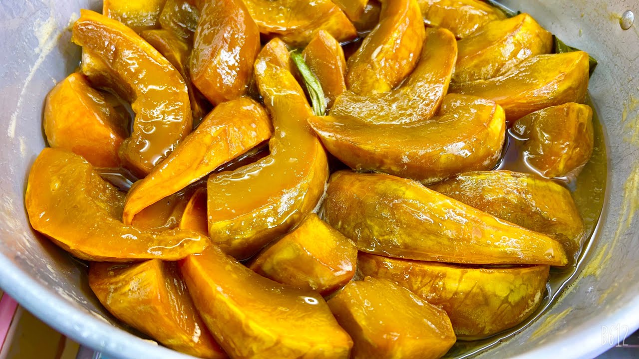 ฟักทองเชื่อมสูตรทำขายกำไรดี เคล็ดลับเหนียวหนึบไม่เละ!!สีสวย หอมหวานมันอร่อยมาก