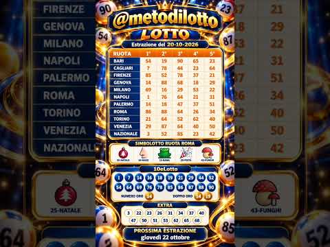 Video LOTTO 20 OTTOBRE 2026 Numeri Vincenti e Simbolotto!