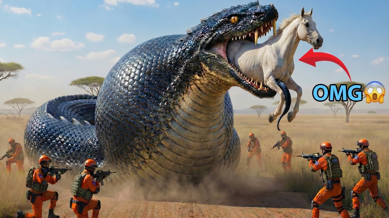 Shocking Attack Caught on Camera! Giant Python Tries to Kill White Horse — Then This Happens!