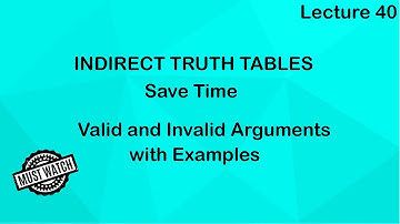 Lecture 40 Indirect Truth Tables Valid & Invalid Arguments in Urdu/Hindi  Formal Logic
