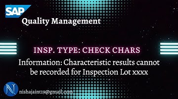 SAP S/4HANA QM | Inspect / Check Chars Indicator for Inspection Type | SAP Quality Management