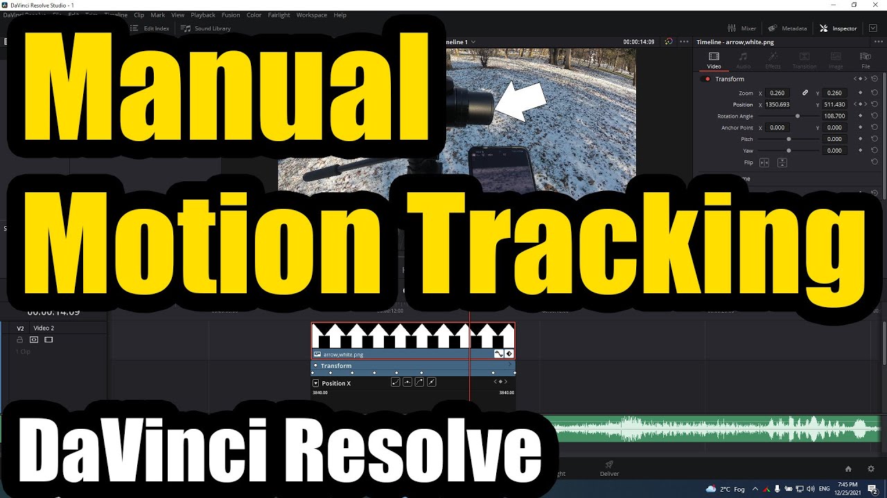 Manual motion tracking, Arrow follows an object (Davinci Resolve