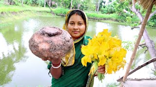 গরমবলর খব জনপরয রসপ ওল কচর ধক আর কমড ফলর বড Pumpkin Flower Recipevillage Food
