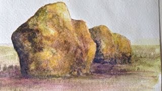 Realistic Rocks watercolor tutorial how to paint step by step #irmgardart