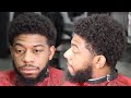 🔥MUST SEE🔥 $100 BIRTHDAY HAIRCUT/ CURLY AFRO/ FADED BEARD/ BARBER TUTORIAL