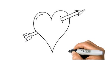How to DRAW a HEART WITH ARROW Easy Step by Step