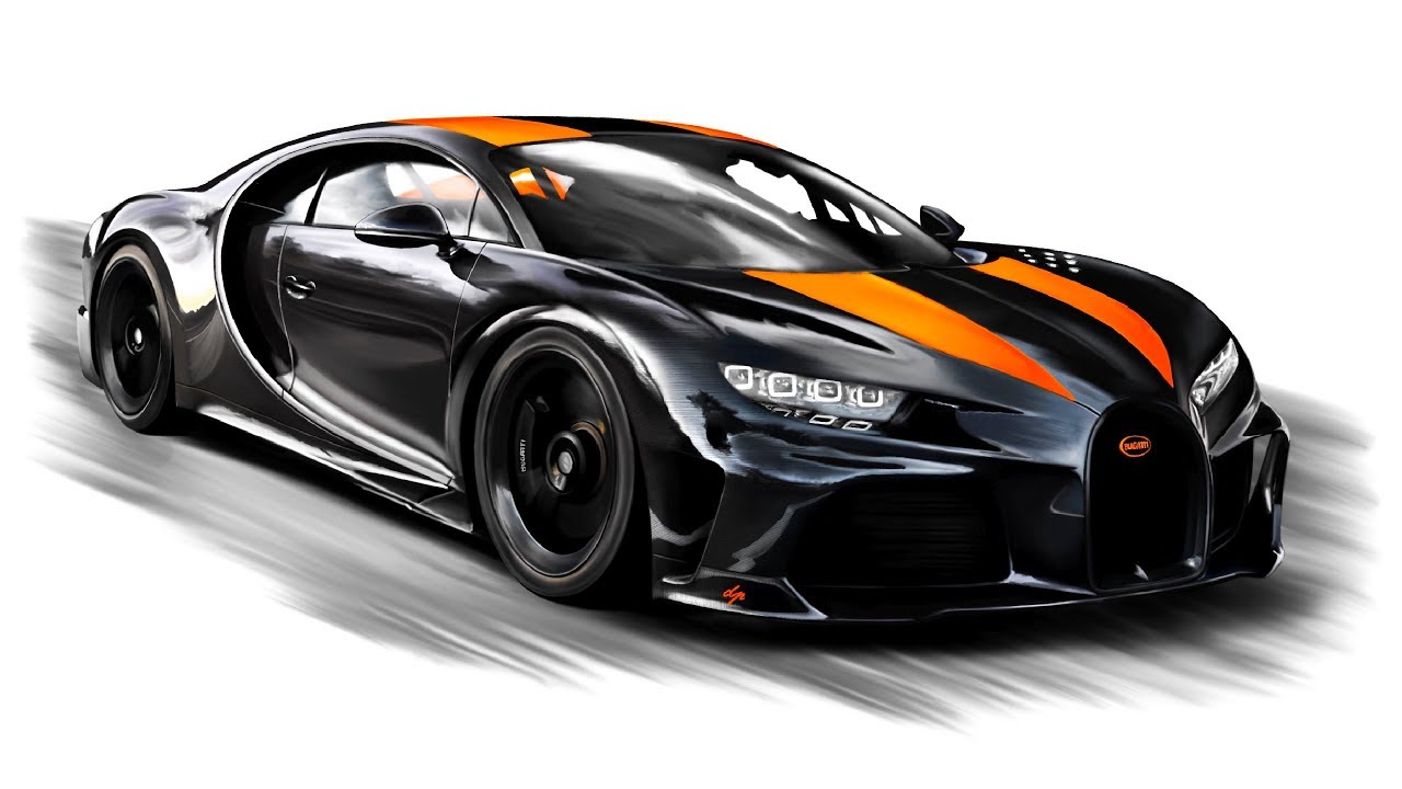 Realistic Car Drawing - BUGATTI CHIRON SUPER SPORT 300 ...