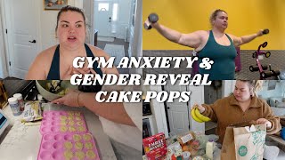 PREGNANCY GYM ANXIETY + GENDER REVEAL CAKE POPS DIY | DAILY VLOG