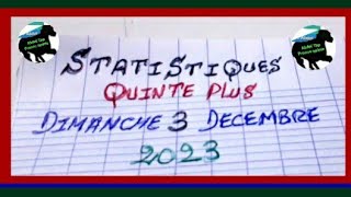 STATISTIQUES QUINTE DIMANCHE 3 DÉCEMBRE 2023