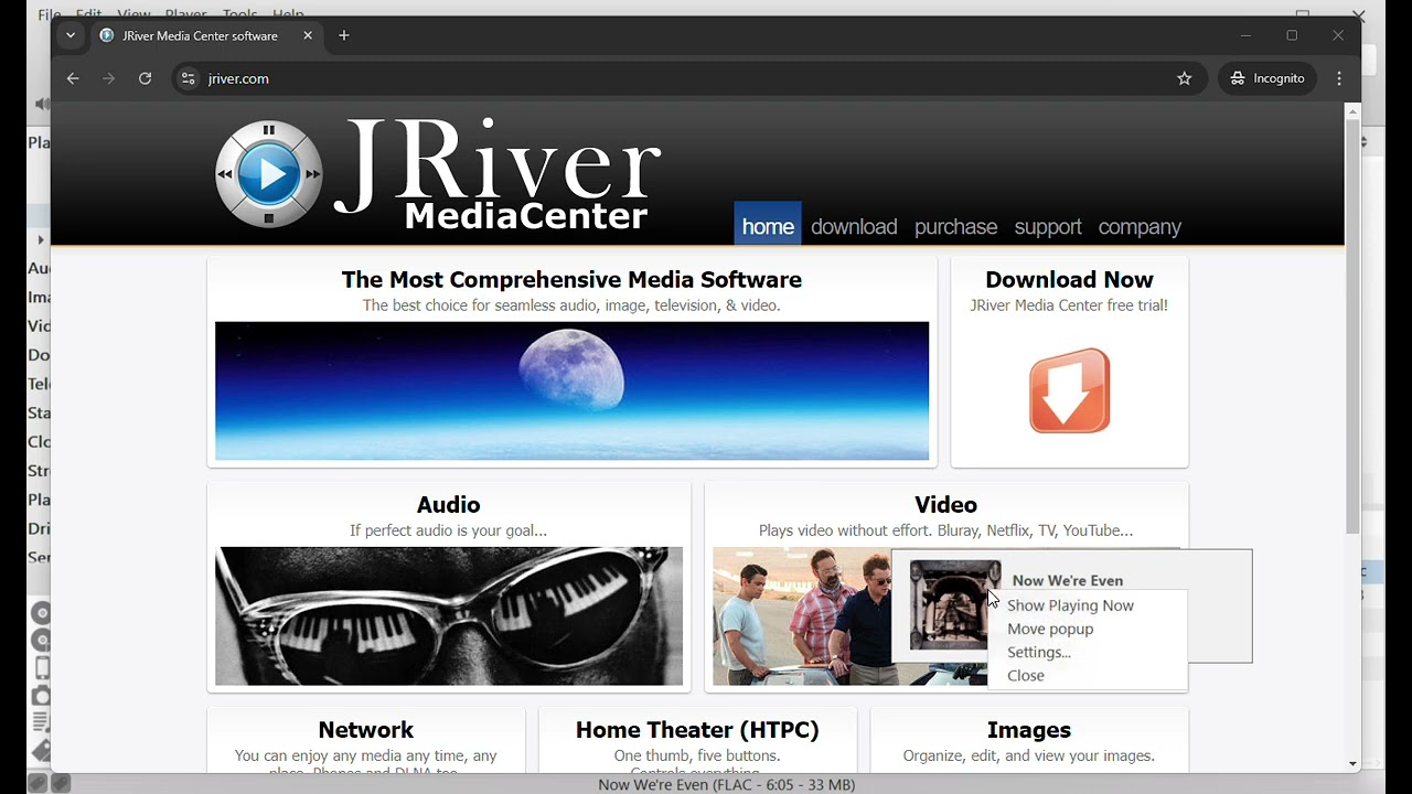 JRiver's Playing Now Popup