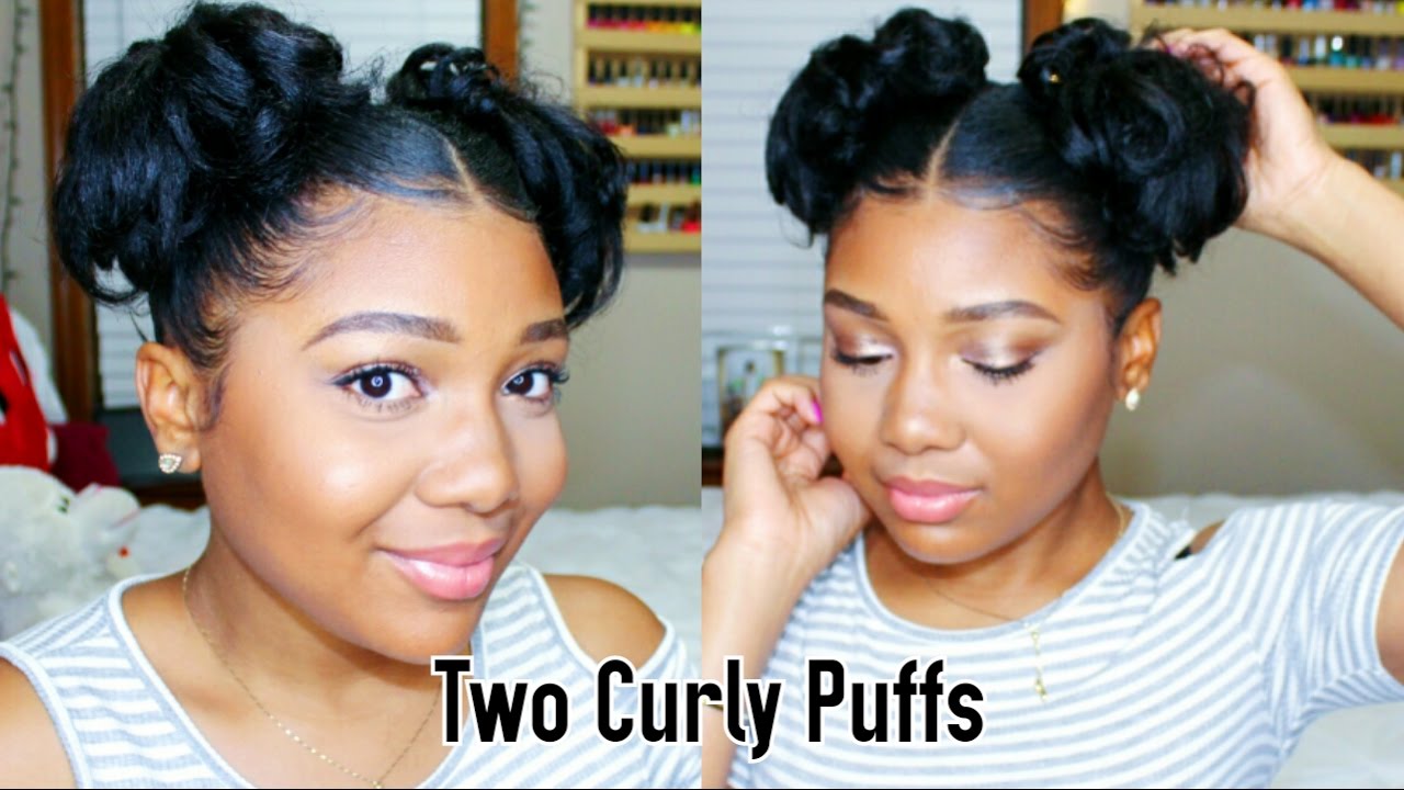 TWO CURLY PUFFS | Double Buns Tutorial! - YouTube