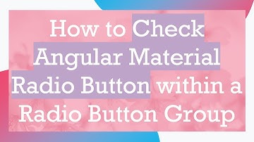 How to Check Angular Material Radio Button within a Radio Button Group
