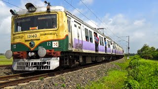 High speed Electric Multiple Unit Local trains skipping through a curve || Eastern Railway