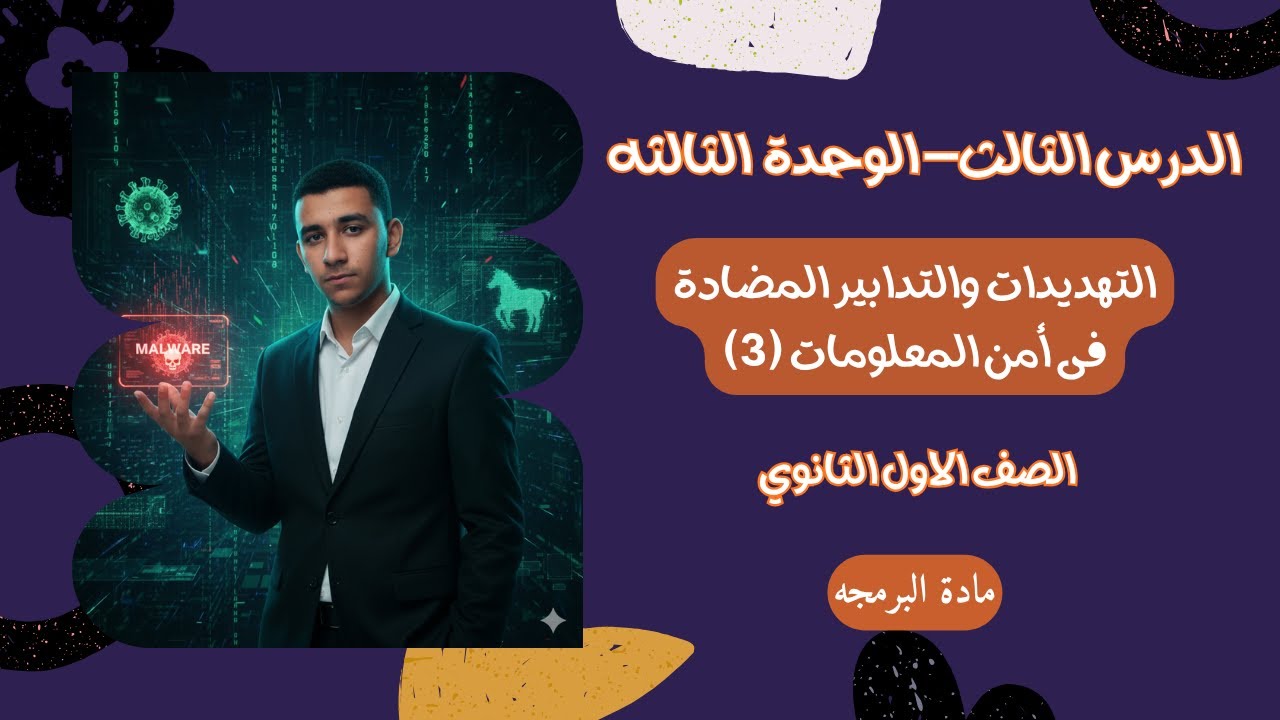 الدرس الثالث - الوحدة الثالثة - التهديدات فى أمن المعلومات (3)  | اولي ثانوي برمجه 2026