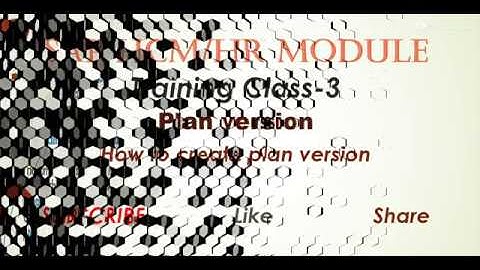 sap HCM module learning class-3/plan version