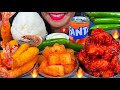 ASMR SPICY FRIED CHICKEN, FRIED SHRIMP, RADISH KIMCHI, CHILI, RICE MUKBANG MASSIVE Eating Sounds