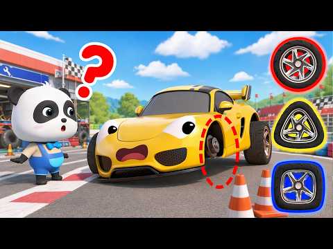 Wheels on the Race Car | Learn Shapes | Nursery Rhymes & Kids Songs | BabyBus - Cars World