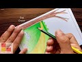 Nature Scenery Drawing with Cheap Color Pencils for beginners - step by step
