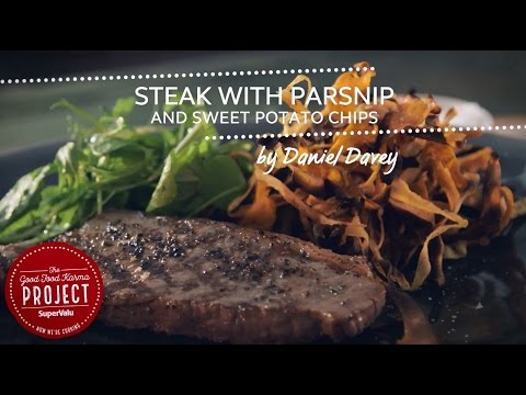 Steak With Parsnip & Sweet Potato Chips