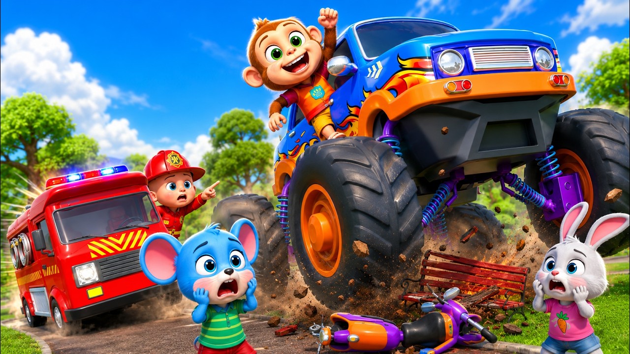 Moster Truck Adventure | Police Stories |  Funny Cartoon for Kids | Billion Suprise Toys