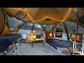 Massive Luxury Hot Tent Camping in Rainstorm