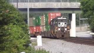 Norfolk Southern Intermodal Train Lead By SD40-2 & GP38-2 In(HD) Austell,Ga. 6-16-2013