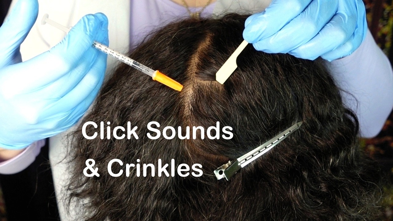 Scalp Check with Click Sounds & Crinkles (Whispered)