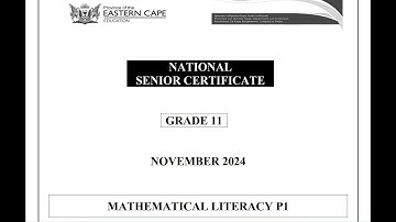 GRADE 11 MATHEMATICAL LITERACY TERM 4 PAPER 1 FINANCE & DATA HANDLING NOVEMBER 2024