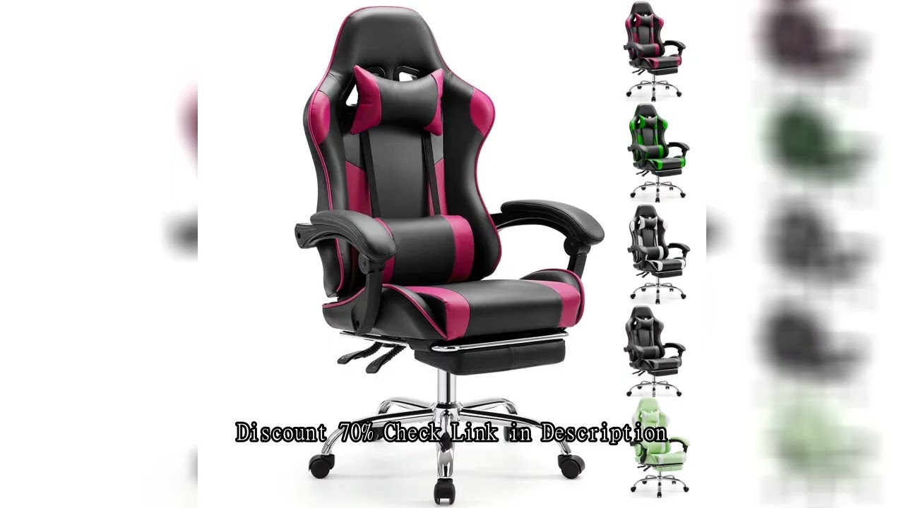 JHK Ergonomic Racing Gaming Chair Adjustable Swivel PU Leather with Headrest and Lumbar Support For
