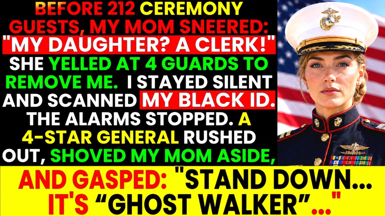 My mother laughed and pointed at me in front of four security guards. “She doesn’t belong here. My son is the real service member.” I didn’t argue. I just pulled out a plain black card and scanned...