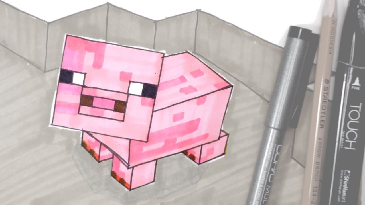 Рисунок свинки из майнкрафта