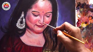 Realistic Acrylic Portrait of a Girl with a Lamp by Debojyoti Boruah