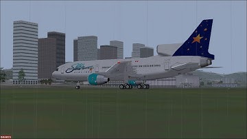 Lockheed L-1011-500 landing t Kai Tak (outside)