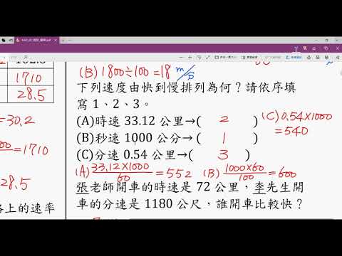 小六 速度 比較快慢 重點講解 Youtube