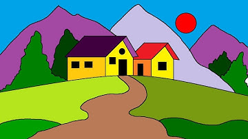 Drawing on Computer | MS Paint | Drawing with shapes | How to draw scenery in ms paint