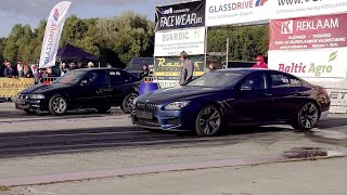 BMW M6 F06 vs BMW E36 Compact V8 Turbo 1/4 mile drag race