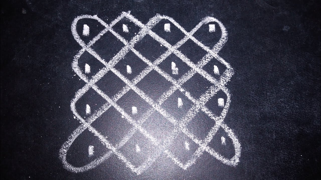 Easy kolam design | Kolam design | 4x4 dots kolam designs | Kambi kolam ...