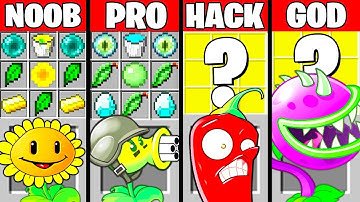 Minecraft Battle PLANTS VS ZOMBIES 2 CRAFTING CHALLENGE NOOB vs PRO vs HACKER vs GOD Funny Animation