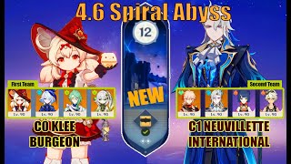 Spiral Abyss 4.6 Floor 12 C0 Klee & C1 Neuvillette - Genshin Impact