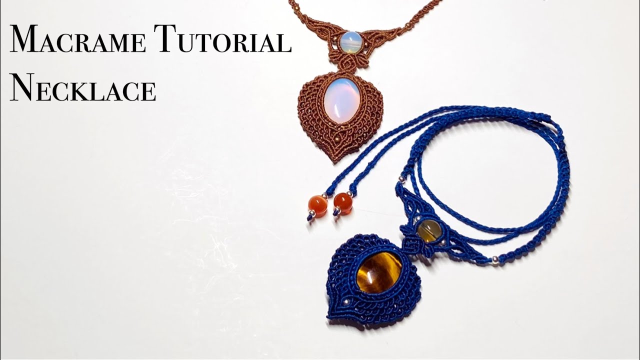 Macrame Necklace or Choker With Stone Tutorial〜マクラメ