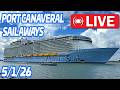 🔴 LIVE: 5 Ship Sail Away from Port Canaveral 🚢 | Disney Wish, Utopia of the Seas &amp; More!