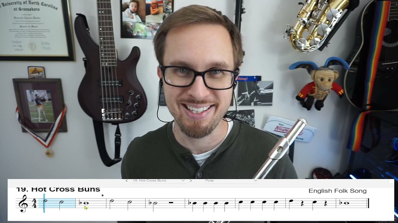 Flute Hot Cross Buns Tradition of Excellence Book 1 Tutorial YouTube