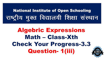 Check Your Progress 3.3 Question-1(iii) for  NIOS Math Class  10th