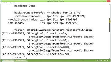 CSS Box Shadow Example with Cross Browser Support including IE-8