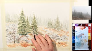 Pines Landscape - Traditional Watercolor