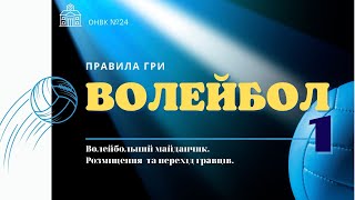 ВОЛЕЙБОЛ. Правила гри. МАЙДАНЧИК. РОЗМІЩЕННЯ ТА ПЕРЕХІД ГРАВЦІВ.