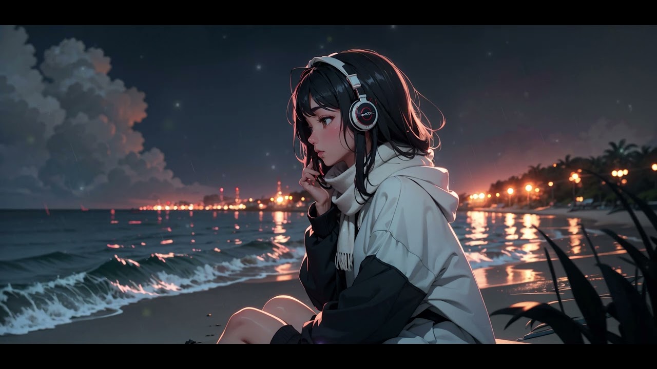 Lofi music to relax at night on the beach in autumn #rainyday # ...