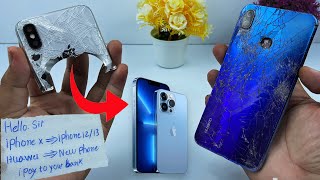 i Restore Destroyed Huawei Nova 3i Cracked, and check iphone x for into iphone 13 pro